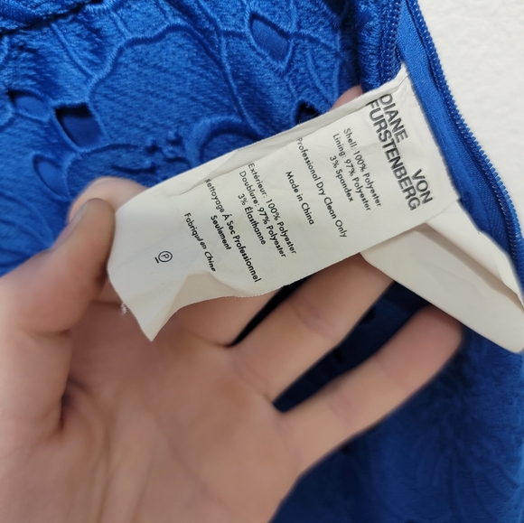 Diane von Furstenberg DVF blue floral lace open back dress - Picture 4 of 14